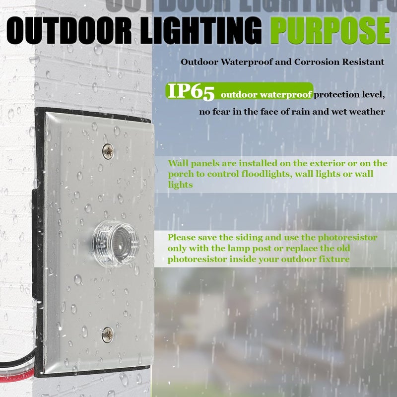 EPLZON Photocell Sensor for Outdoor Lights,120V-277V AC Dusk to Dawn Light Sensor Control,Hardwired Post Eye Photocontrol with Wall Plate - Image 5